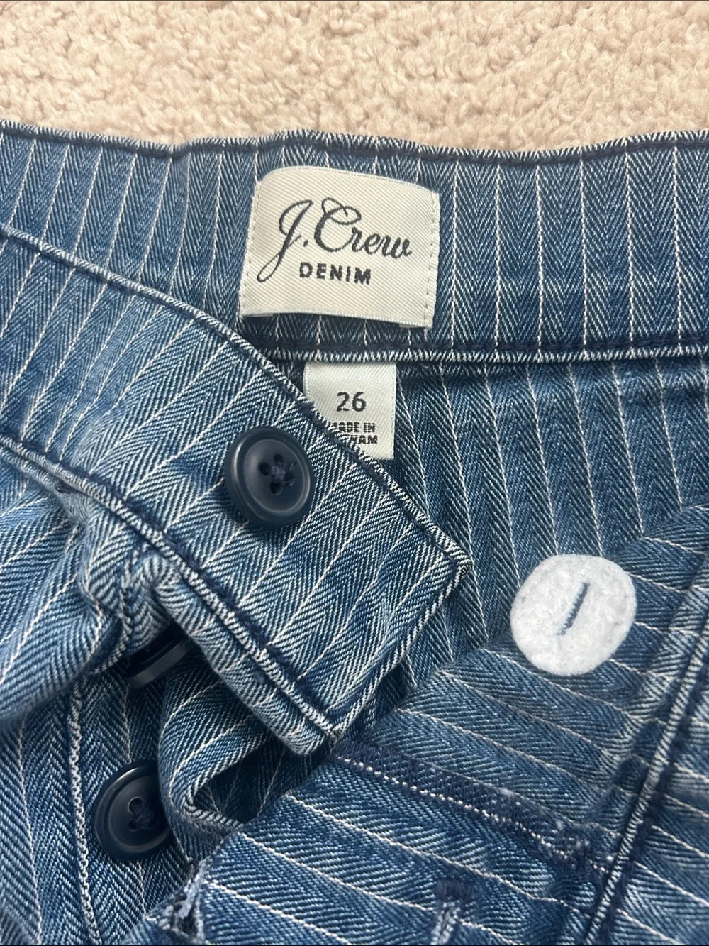 J. Crew Blue Pinstripe Denim-Style Cotton Shorts